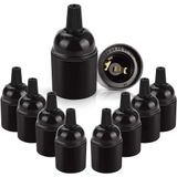 Soquete Preto E27, Lâmpada Pendente Retrô, Suporte De Lâmpada De Adaptador Bakelite Sólido, Perfeito Para Decoração, Indústria E Diy, Pacote
