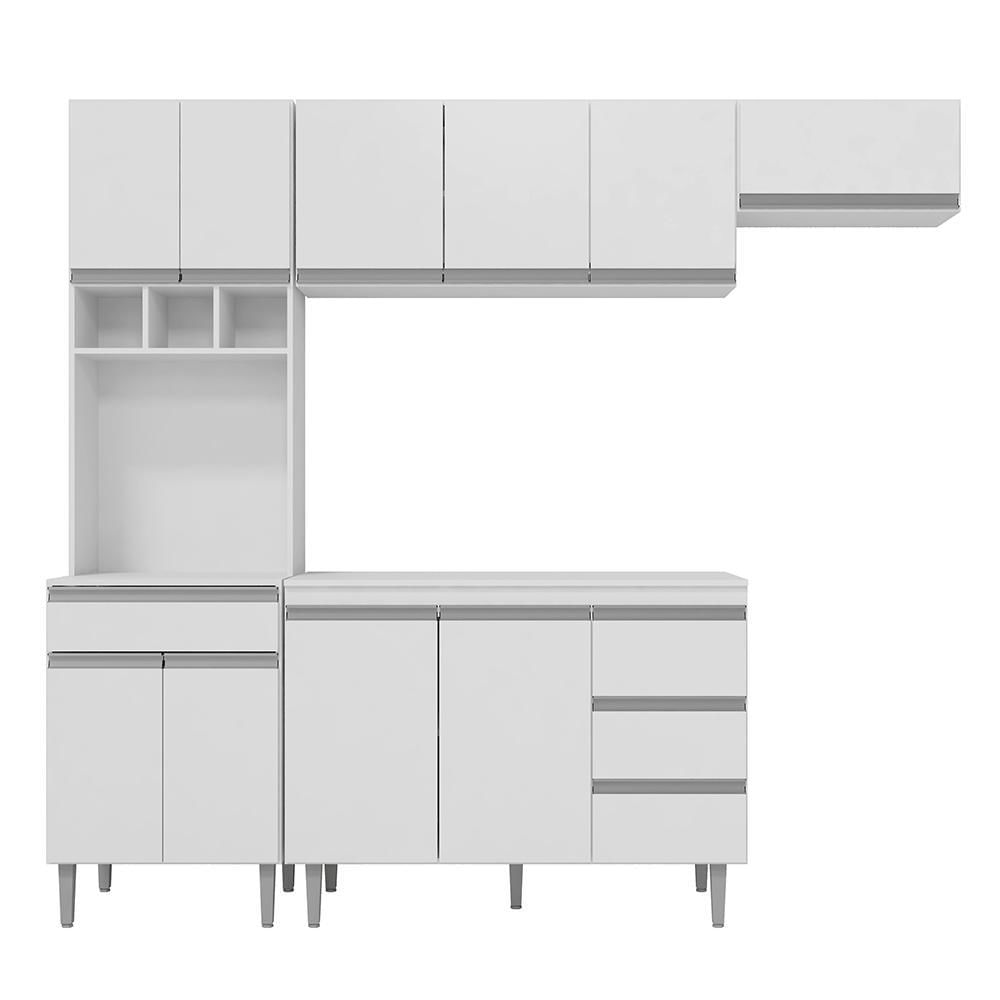 Cozinha Modulada Andréia 5 Peças 240cm Branco - Ajl Móveis