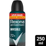 Desodorante Antitranspirante Aerosol Masculino Rexona Invisible 72 Horas 250ml