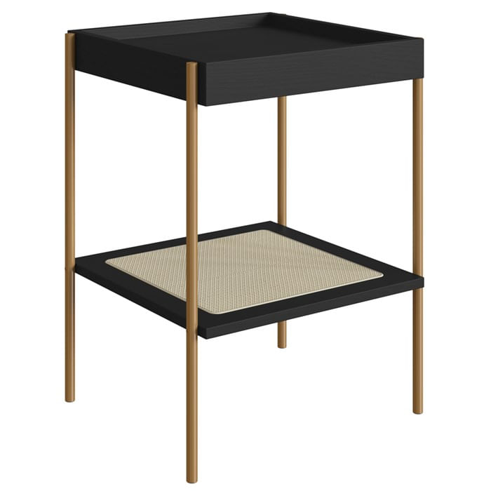 Mesa Lateral 58 Cm Pes Metal Palhinha Oslo 28962 Nero Artesano