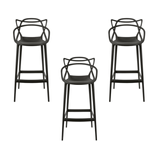 Conjunto C/3 Banqueta Allegra Alta Master Preta Cozinha Americana Balcão Polipropileno