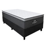 Cama Box Solteiro Colchão Molas Ensacadas Pillow Top Maximus 88x188x67cm Cinza / Preto Gazin - Suporta Até 120kg Por Pessoa