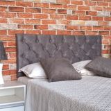 Cabeceira Capitone Casal Suede Amassado Cinza 140 x 60