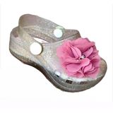 Babuche Infantil Feminina Flor Pérola Strass Juju