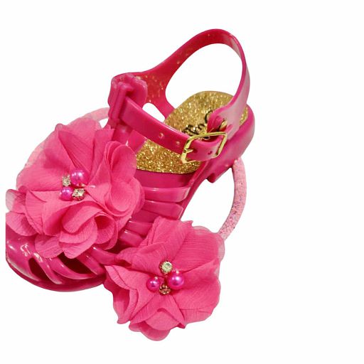 Sandália Infantil Feminina Bebê Flor Pérola Com Tiara Glitter