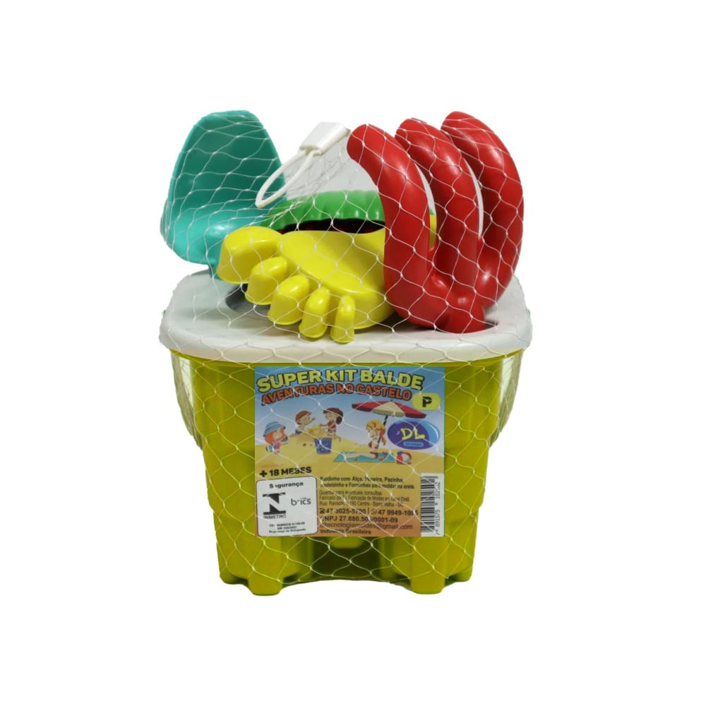 Kit Praia Balde Castelo Quadrado 12cm Bel - Amarelo