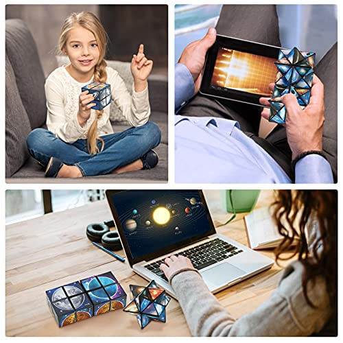 Magic Cube 2 In 1 Set Puzzle Brain Teasers Toy Geometric Brain Teaser Puzzles Geometry 3D Logic IQ Games Puzzle Cubes For Kids And Adults (Star