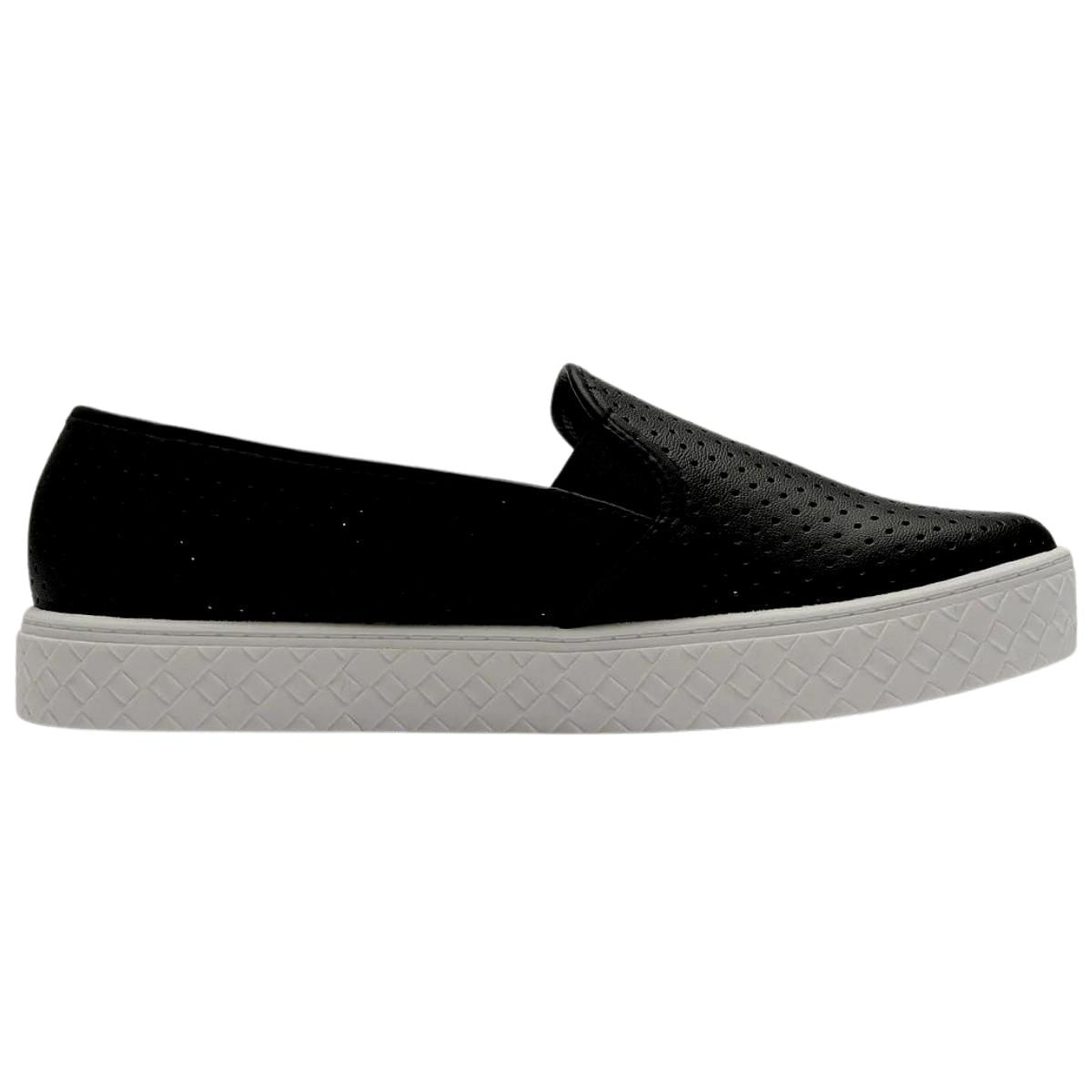 Tenis Casual Slip On Flatform Feminino Moleca 5712.304.11437 - Preto - 34