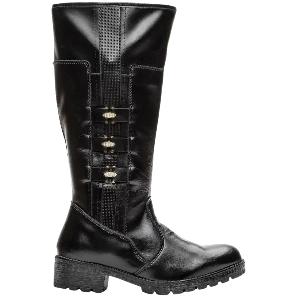 Bota Feminino Montaria Cano Longo Conforto Dona Beja 722 Salto Baixo - Preto - 36