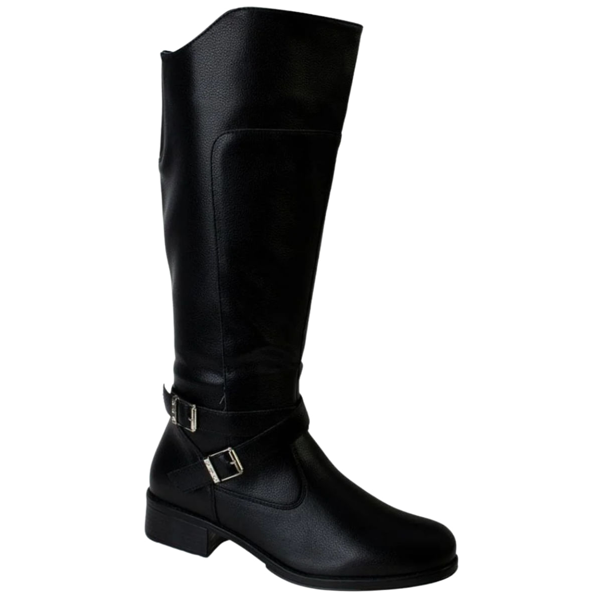 Bota Feminino Montaria Cano Longo Conforto Mooncity 72109 Salto Baixo - Preto - 38