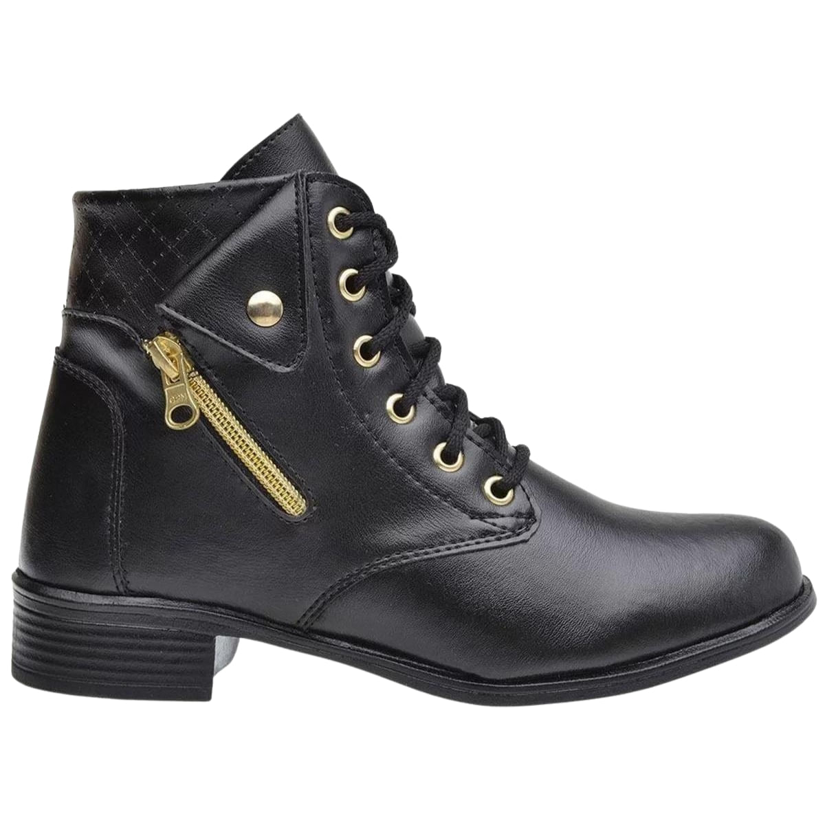 Bota Coturno Feminino Cano Curto Conforto Dona Beja 201 - Preto - 38