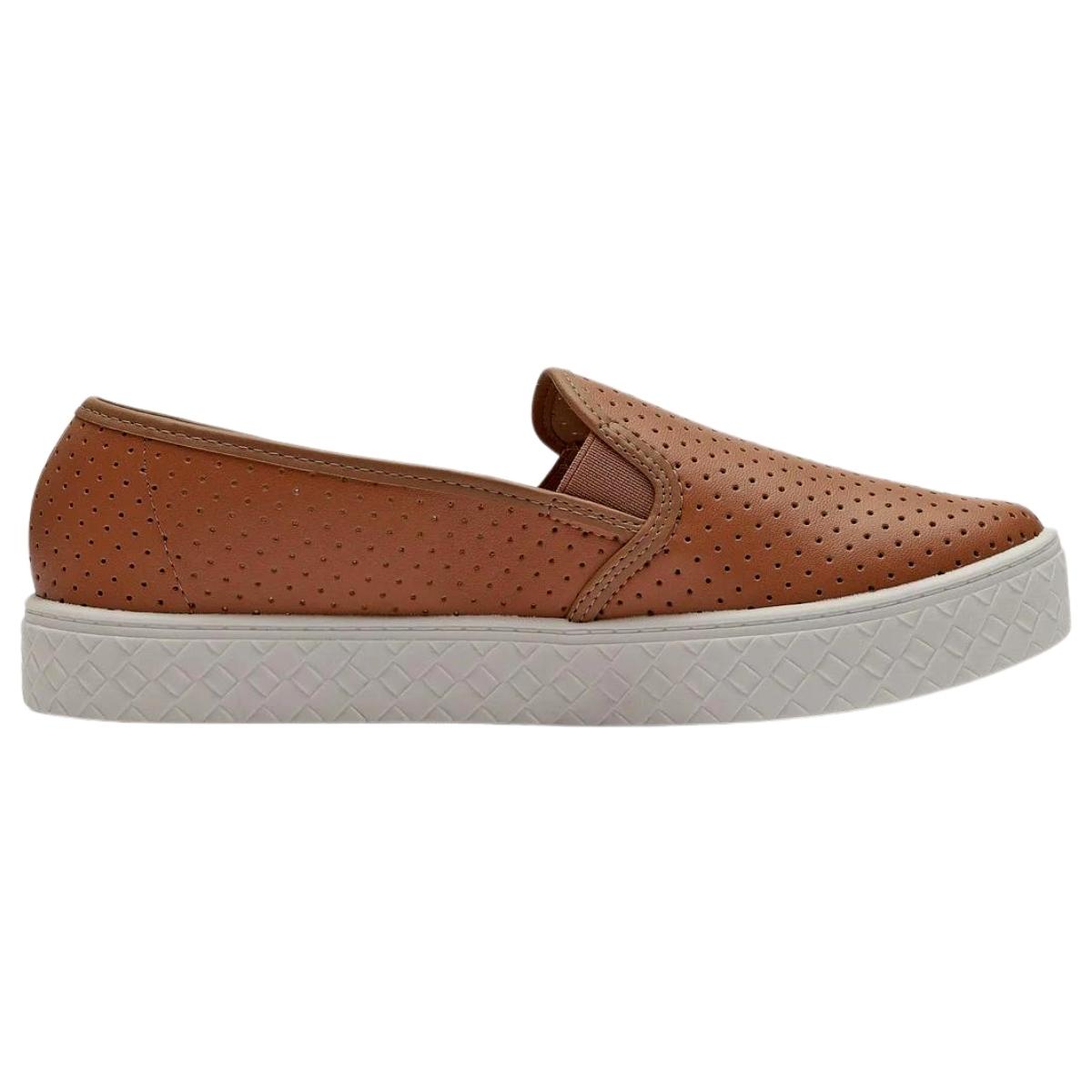 Tenis Casual Slip On Flatform Feminino Moleca 5712.304.11437 - Nude - 36