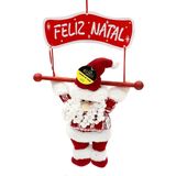 Enfeite De Porta Papai Noel Com Placa Vermelha - Wincy