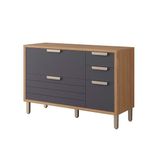 Gabinete De Cozinha Modulado Balcão Eloise C/4 Gavetas E 1 Porta Basculante Riscada C/tampo 120 Cm Freijo/titanium - Mgm