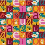 Tapete Brisa Infantil 100cm X 130cm Vogais Kapazi
