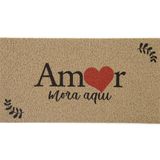 Capacho Para Entrada Vinil Amor Mora Aqui 40cmx75cm Kapazi