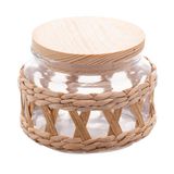 Porta Mantimentos De Vidro Com Sisal E Tampa De Madeira 350ml - Wolff