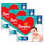 Kit 3 Fraldas Pampers Supersec Hiper M - 52 Tiras