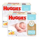 Kit 2 Fralda Huggies Recém Nascido Natural Care 34 Unidades