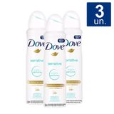 Kit 3x Desodorante Antitranspirante Aerosol Dove Sensitive Sem Perfume Co