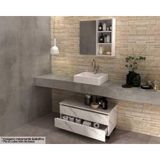 Conjunto De Banheiro Armário C/ Espelho Bn3609 60cm E Balcão C/ Rodizios Bn3603 80cm S/ Cuba Pia Cor Mármore Branco - Tecno Mobili