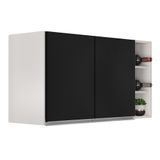 Armário De Cozinha Aéreo Califórnia 80cm E Nicho Garrafeiro 20cm Riad Branco/preto - Lumil
