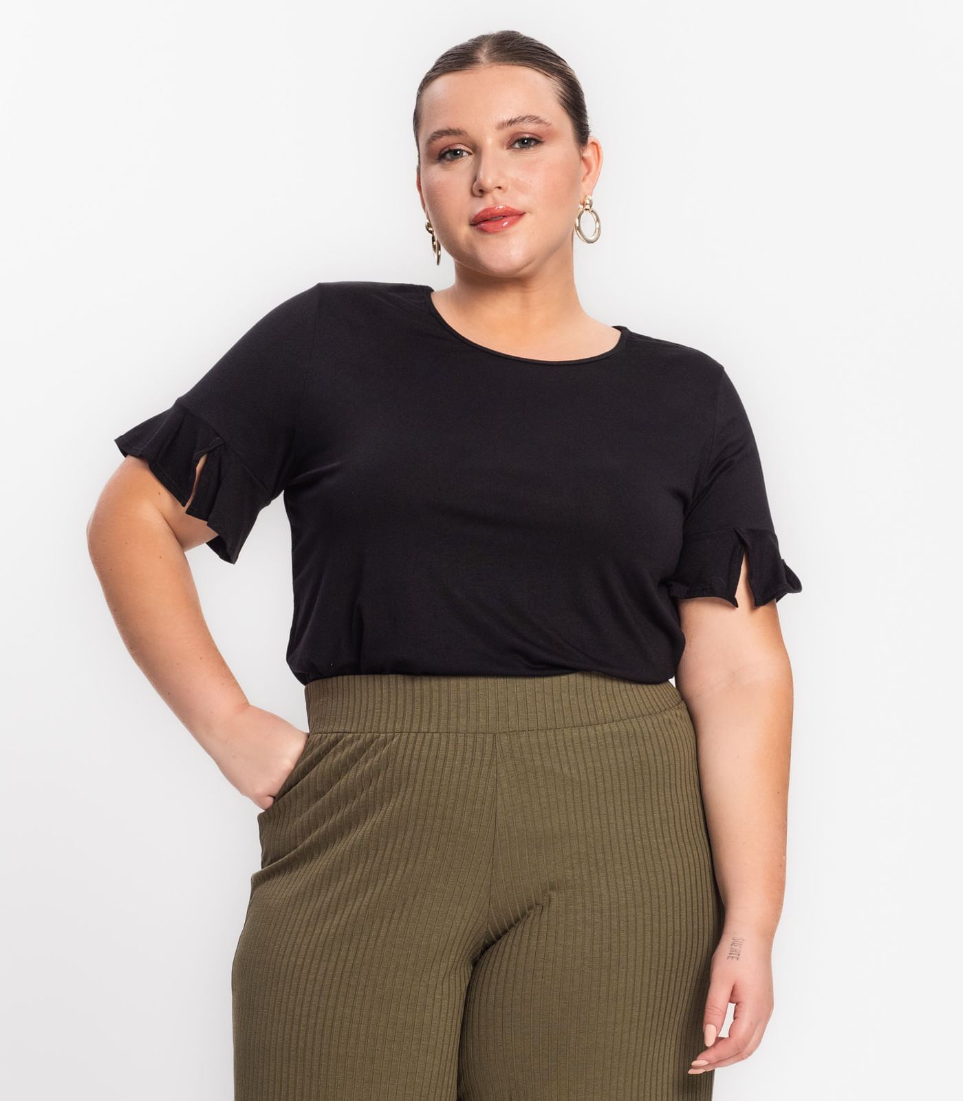 Blusa Plus Size Infinita Cor Rovitex Preto Plus G3