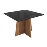 Mesa De Sala Jantar Lótus + Tampo Madeirado C/ Vidro 105x105m Freijó/preto Fosco - Kappesberg