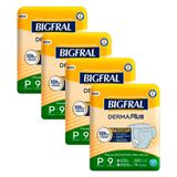 Kit 4 Fralda Geriátrica Bigfral Derma Plus Tamanho P Com 9 Unidades Cada