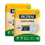 Kit 2 Fraldas Geriátrica Bigfral Derma Plus Tamanho P Com 9 Unidades Cada