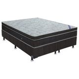 Cama Box King: Colchão Molas Bonnel Ortobom Nanolastic Light Selado + Base Crc Suede Black(193x203)