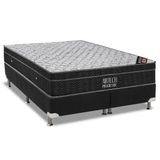 Cama Box King: Colchão Molas Bonnel Ortobom Nanolastic Airtech Progressive + Base Crc Suede Black(193x203)