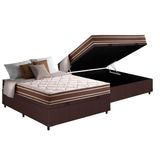 Cama Box Baú Casal: Colchão Molas Ensacadas Anjos Masterpocket Duo Sono + Base Crc Suede Brown(138x188)