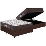 Cama Box Baú Casal: Colchão Espuma D33 Polar Pérola + Base Crc Courano Brown(138x188)