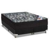 Cama Box King: Colchão Molas Bonnel Ortobom Nanolastic Iso Firme + Base Crc Suede Black(193x203)