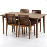 Mesa De Jantar Retangular Luiza 160cm Natural Com 4 Cadeiras Em Madeira Isabela - Natural