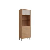 Módulo Cozinha Mgm Estela Paneleiro Duplo Forno C/2 Gavetas E 2 Portas Basculantes Ripadas 70 Cm Freijo/off White-mgm