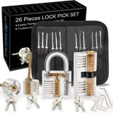 Kit De Colagem De Fechaduras, Kit De 26 Peças De Travamento, Ferramentas De Prática Com 4 Fechaduras Claras Para Iniciantes E Serralheiros P