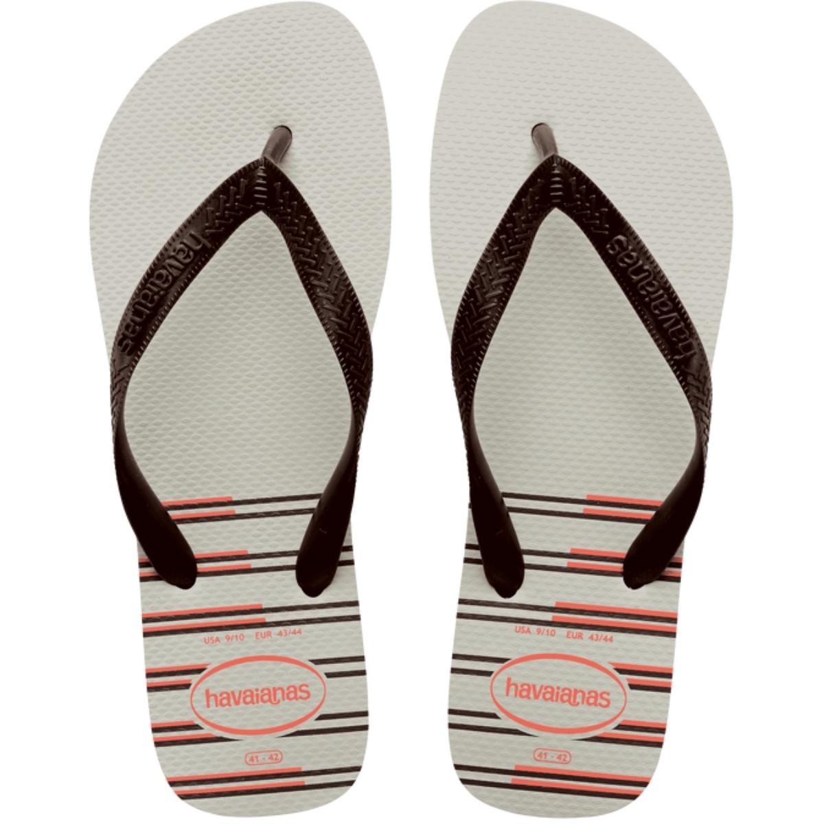 Chinelo Masculino De Dedo Casual Havaianas Top Basic 4131932 - Branco/café - 37