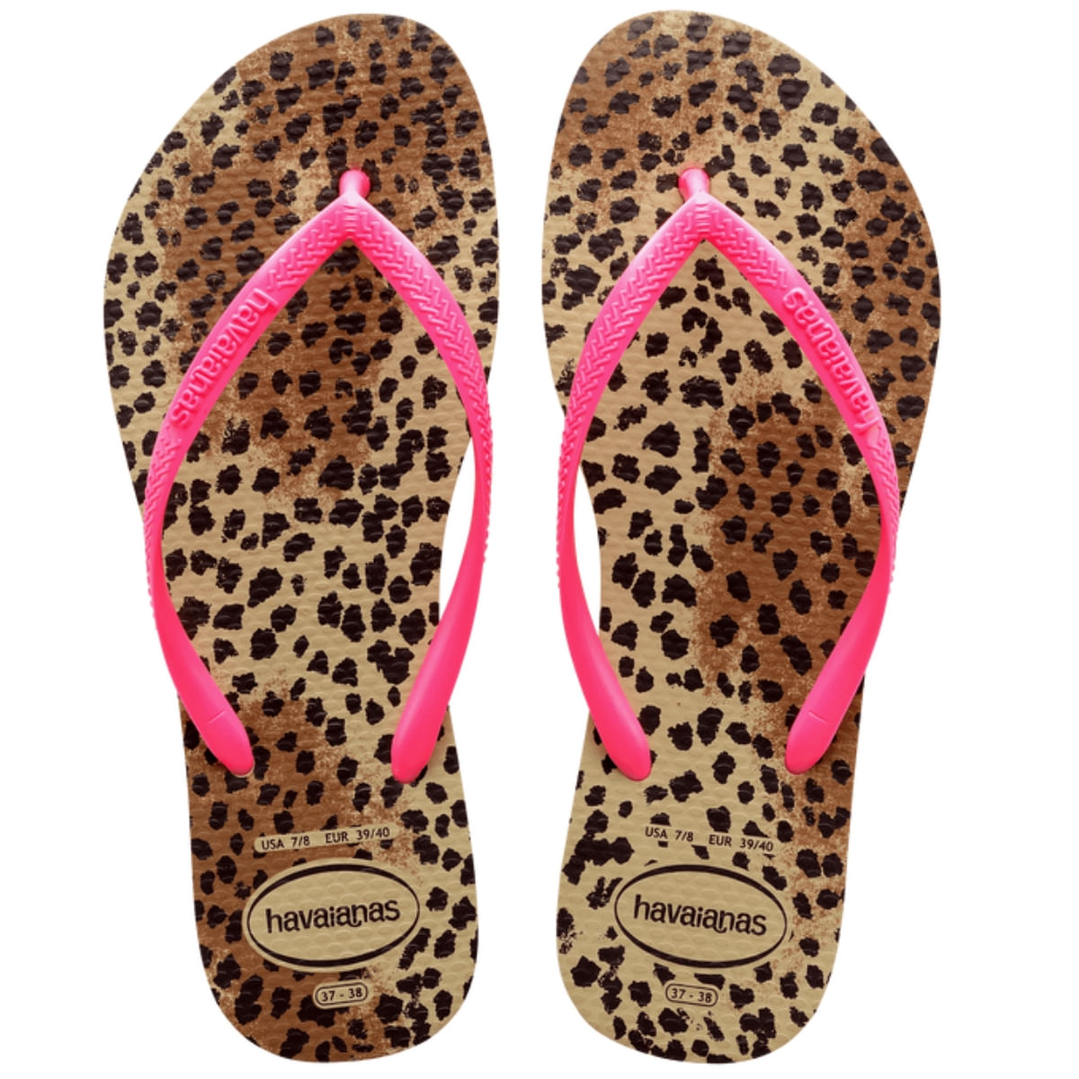 Chinelo Feminino De Dedo Casual Havaianas Slim Animals 4103352 - Areia/rosa - 41