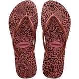 Chinelo Feminino De Dedo Casual Havaianas Slim Animals 4103352 - Rosa Crocus - 33