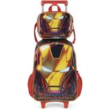 Kit Mochila De Rodinhas Lancheira Luxcel Iron Man Vermelho