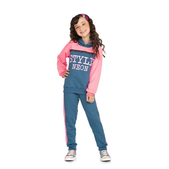 Conjunto Infantil Menina Moletom Style Neon