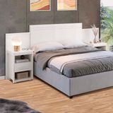 Cabeceira Regulável Para Casal E Queen Size Com 02 Mesa De Cabeceira Branco Olive Shop Jm