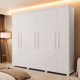 Guarda Roupa Casal 6 Portas 100% Mdf Branco Madri Fênix