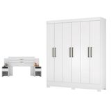 Conjunto Cabeceira E Guarda Roupa Casal Virgina Branco