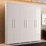 Guarda Roupa Casal 6 Portas Grande 100% Mdf Branco Milão Fênix