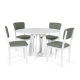 Mesa De Jantar Redonda Montreal Branca Com 4 Cadeiras Estofadas Ella Branco/cinza