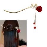 Rosa Flor Grampos De Cabelo Estilo Chinês Flocked Flores Cabelo St