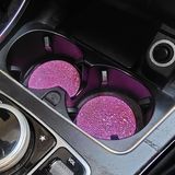 2 Pcs Bling Car Coasters Shiny Travel Auto Cup Holder Insert Coaster Anti Slip Crystal Veículo Interior Accessories Cup Mats For Women And G